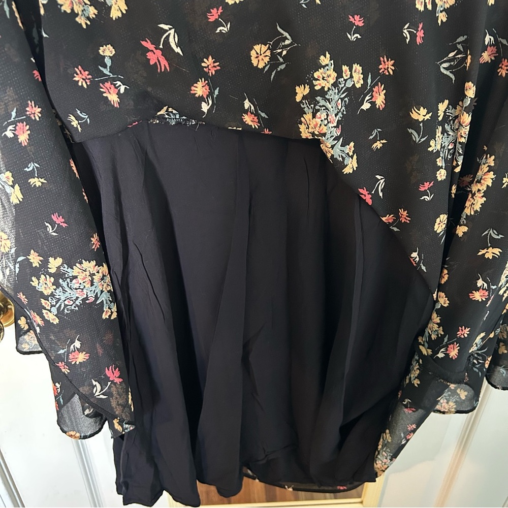 Free People Lilou Floral Bell Sleeve Mini Dress | Size L - Picture 5 of 15